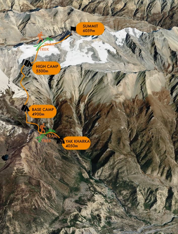 Chulu Far East Peak Route Map