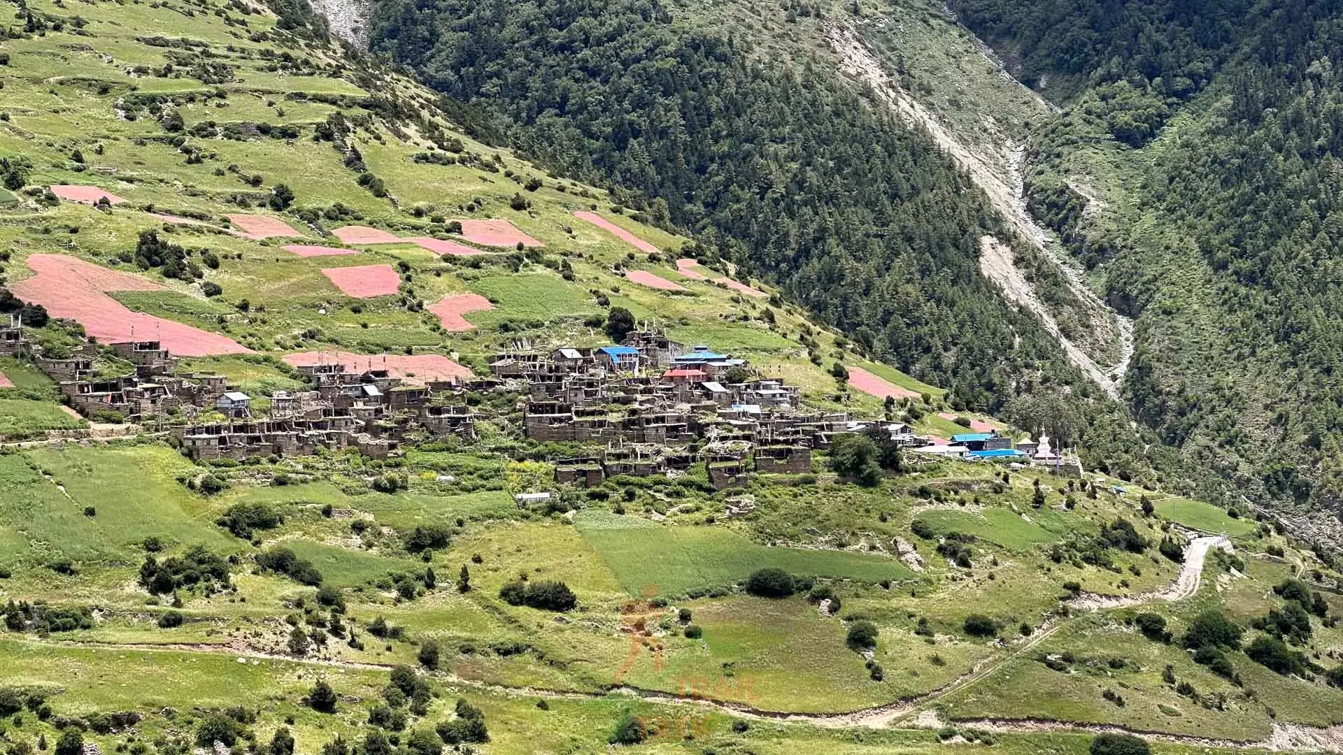 Landscape of a village during the trail running