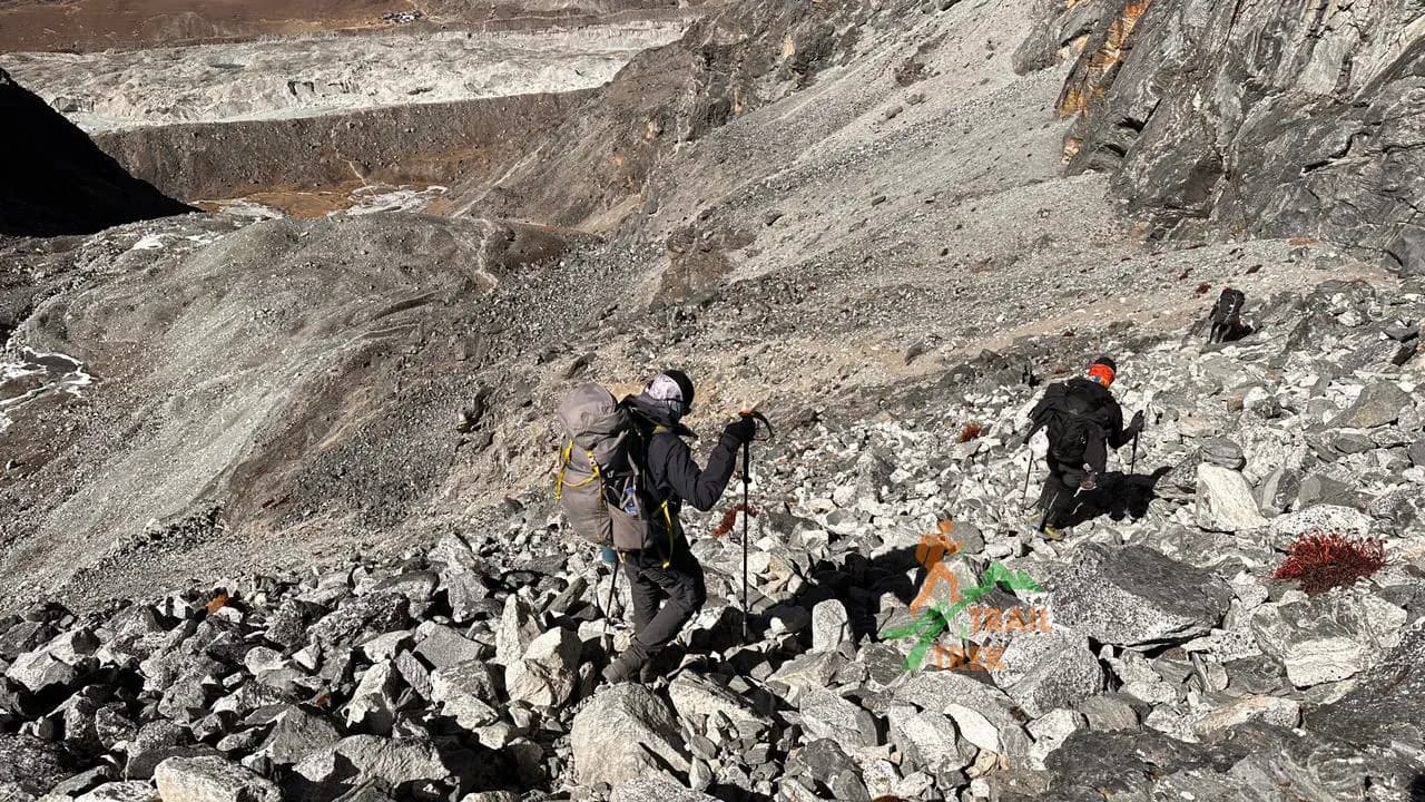 rugged trail of Three Passes Trek